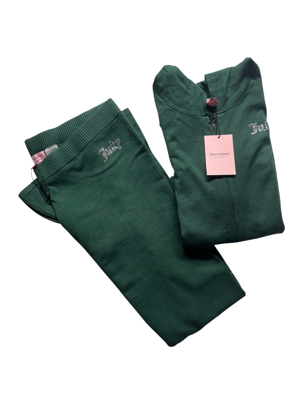 Juicy Couture Green Rhinestone Logo Tracksuit Set XL NWT